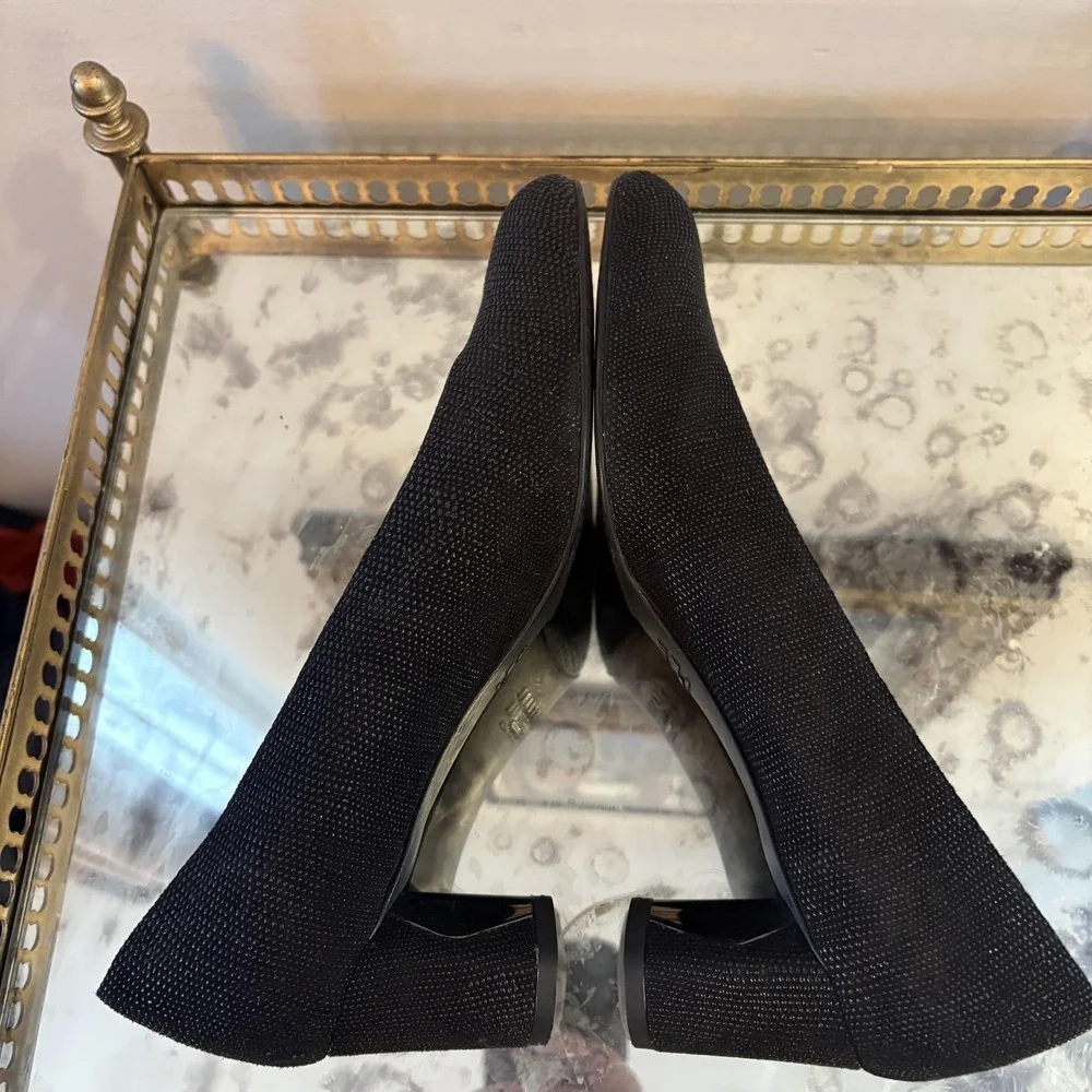 Stuart Weitzman Shoes Womens Size 6.5N Black Block‎ Heel Pumps Dress Classic